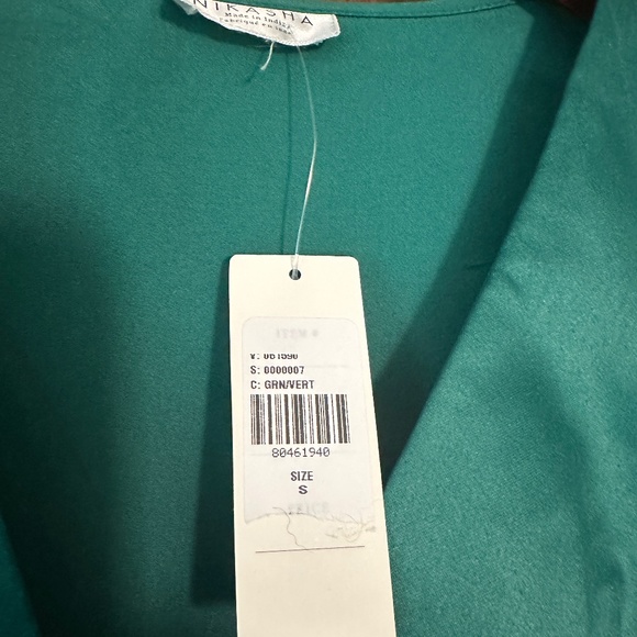 NEW Anthropologie Nikasha Emerald Applique Satin Dress size S - Picture 13 of 13